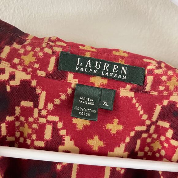 Lauren Ralph Lauren Popover Tunic Top Womens XL Red Southwest Bohemian Casual - Picture 7 of 11